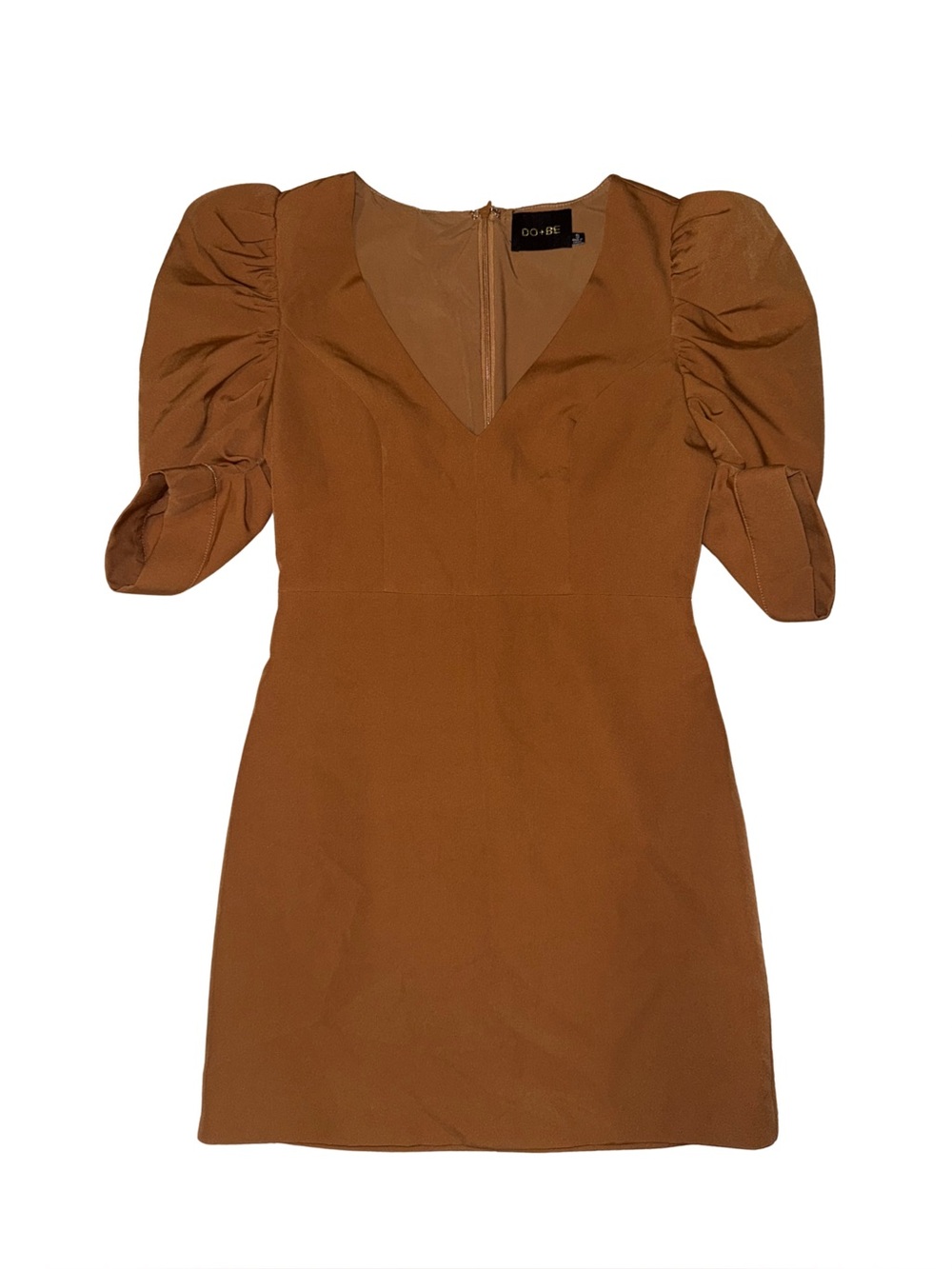 DO+BE Cinnamon Puff Sleeve V-Neck Mini Dress